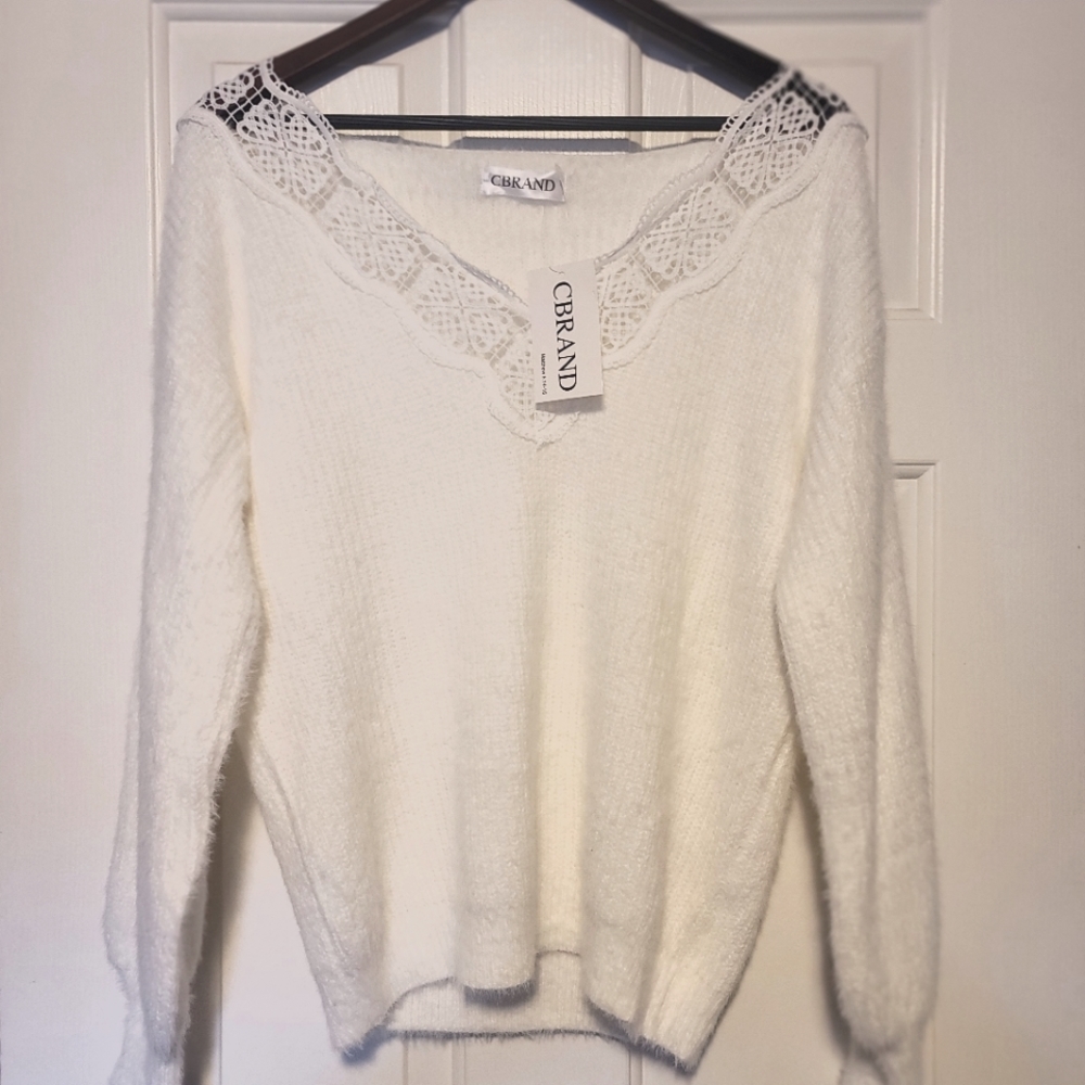 Cashmere lace-lined sweater